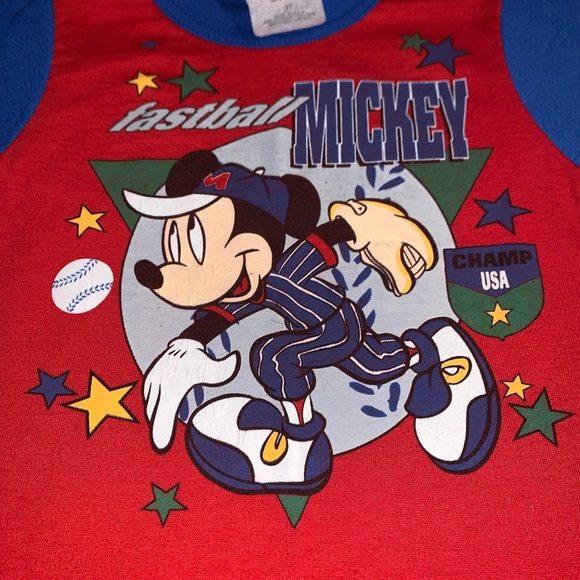 Vintage 90s Mickey Mouse Baseball Infant Single Stitch Shirt - Picture 2 of 4